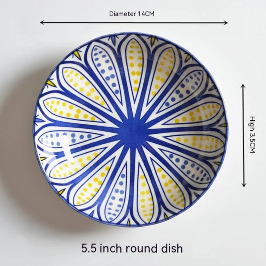 Underglaze Round Plate Ceramic Household Creative Seasoning Saucer Dish