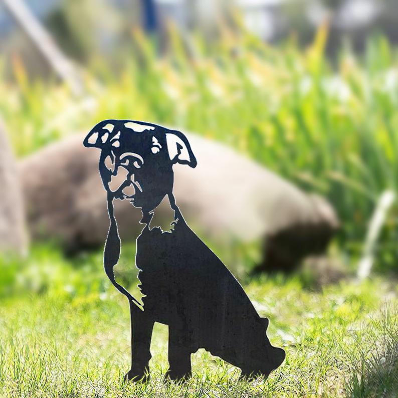 Metal Dog Silhouette Garden Yard Decoration