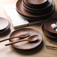 Japanese Acacia Round Wood Sushi Oke Plate Dinnerware Set