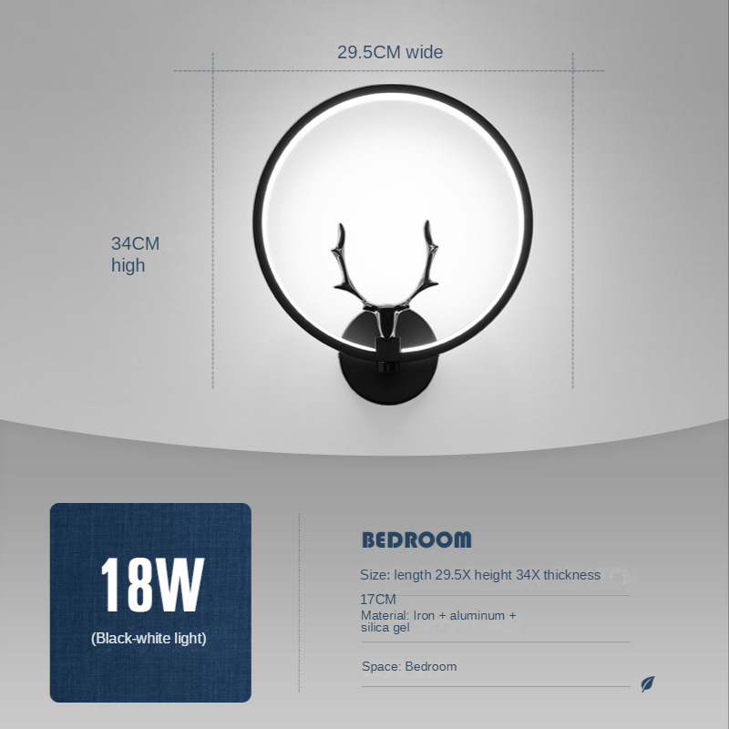 Bedroom Deer Head Shape Decorative Wall Lamp