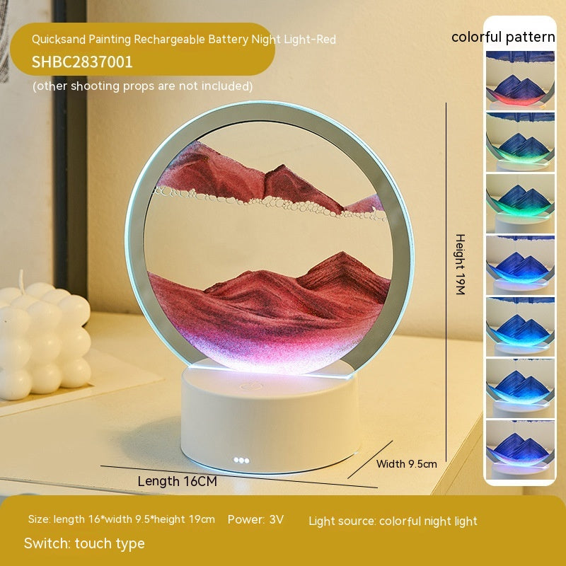 Immersive Flowing Quicksand Art Round Frame Lamp