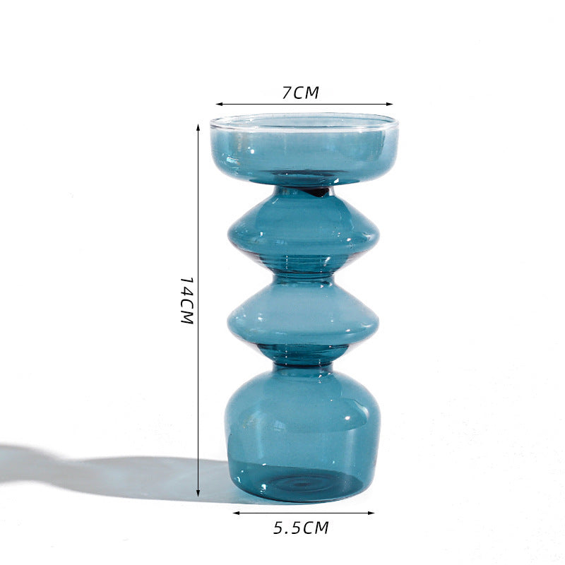 Modern Glass Vase Bubble Vase Art Colored Transparent Small Bottle Decorative Flower Pot