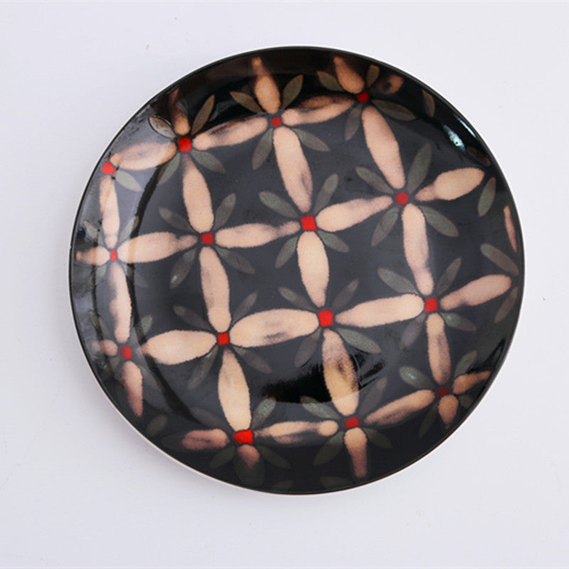 Floral round ceramic dinner plate