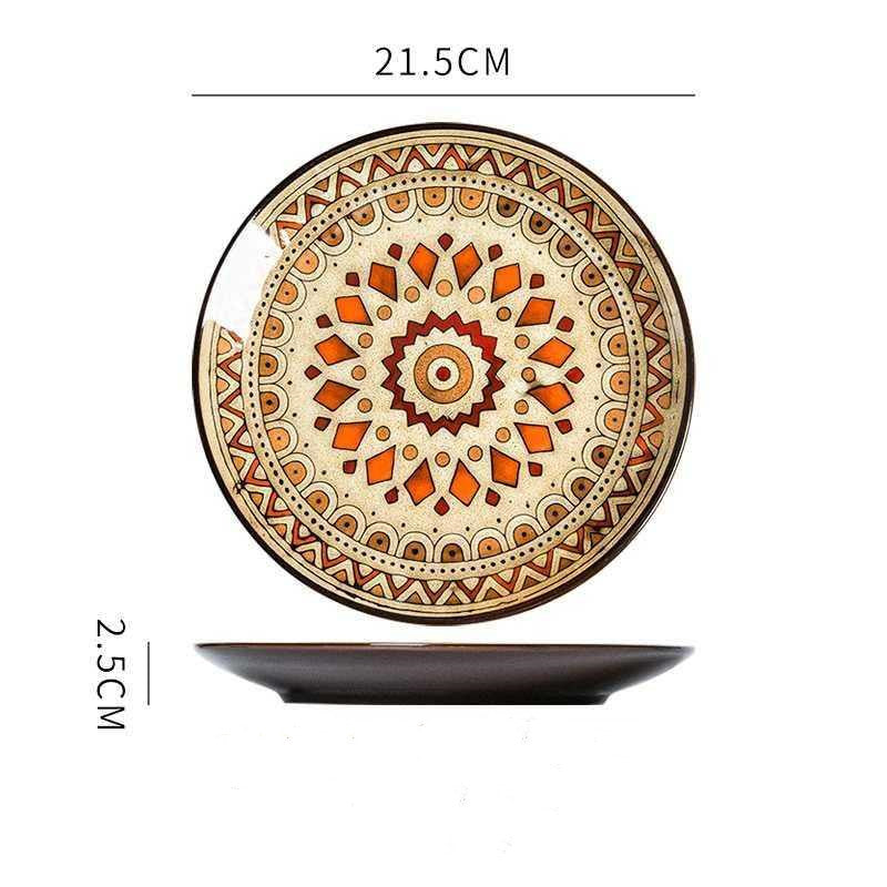 Hand painted ceramic plate round dinner plate