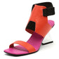 Fashionable Lizard Skin Profiled High-heeled Flip-flop Color Matching Roman Sandals Women Slippers