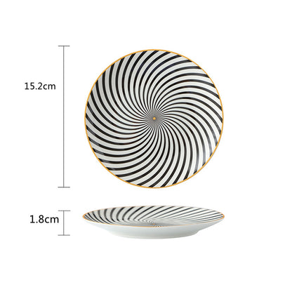 Black and White Retro Style Home Breakfast Steak Plates