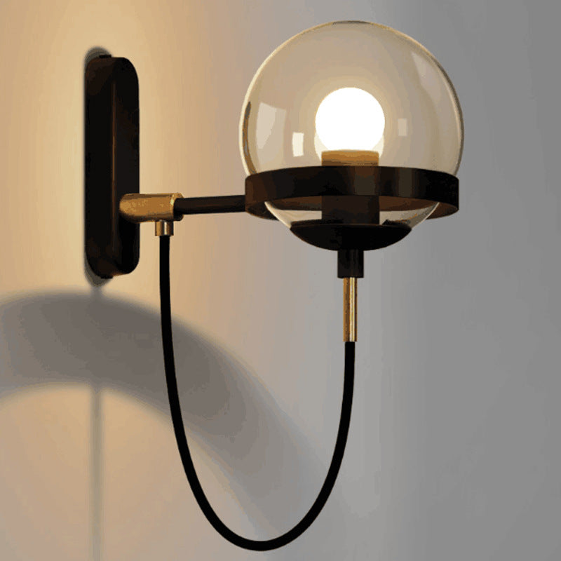 Glass Ball Wall Lamp Retro Restaurant Simple Hotel Bedside Lamp