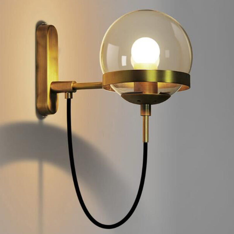 Glass Ball Wall Lamp Retro Restaurant Simple Hotel Bedside Lamp