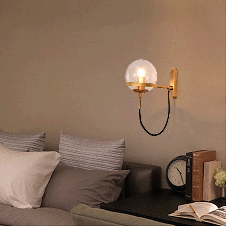 Glass Ball Wall Lamp Retro Restaurant Simple Hotel Bedside Lamp