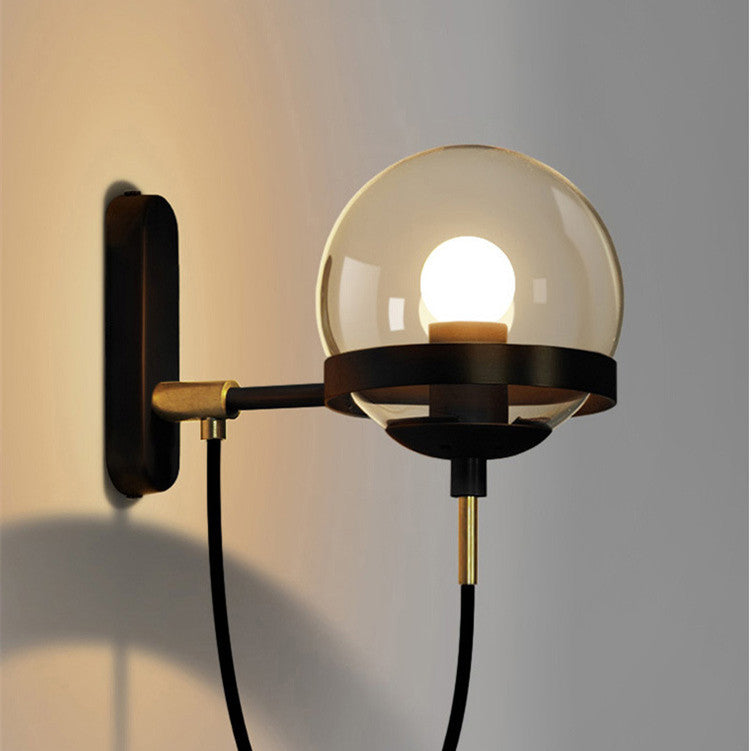 Glass Ball Wall Lamp Retro Restaurant Simple Hotel Bedside Lamp