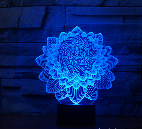 Foreign Trade New Lotus 2 3D Light Colorful Touch Charging Led Visual Light Gift Atmosphere 3591