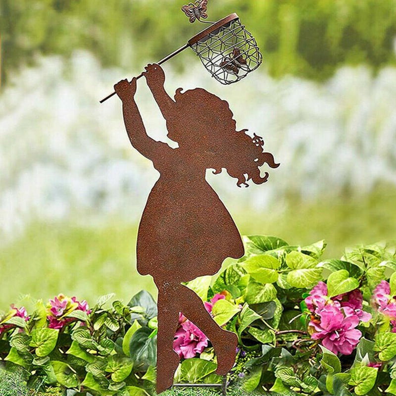 Boy Girl Silhouette Art Metal Sculpture