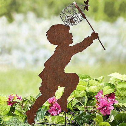 Boy Girl Silhouette Art Metal Sculpture