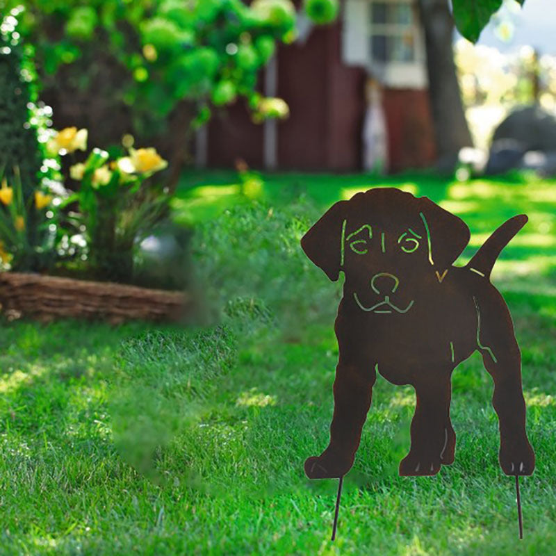 Wrought Iron Puppy Flower Insert Silhouette Ornament