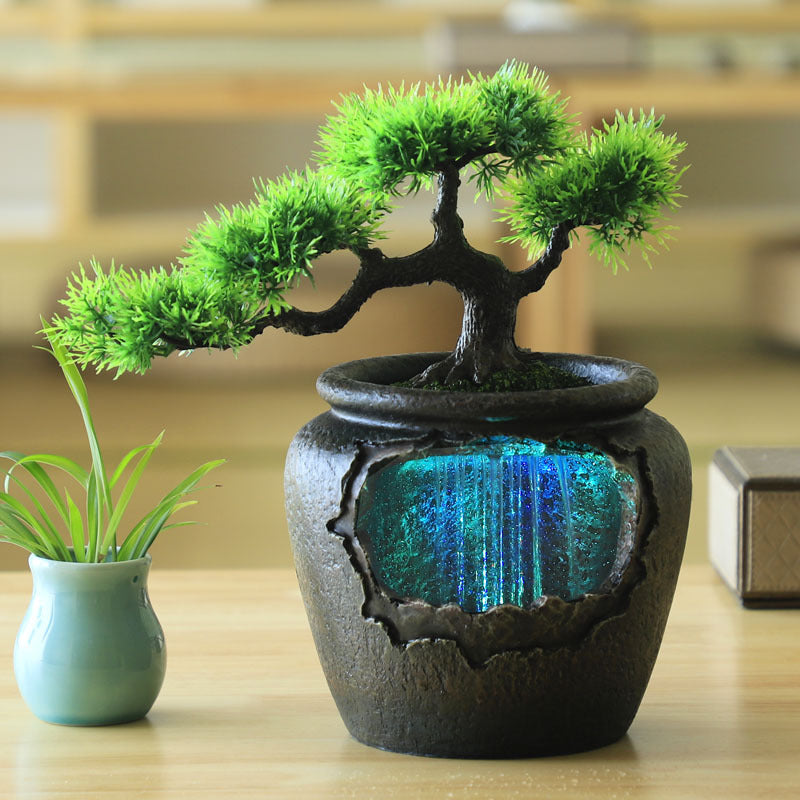 Small Rockery And Flowing Water Fountain Simple And Modern Bonsai