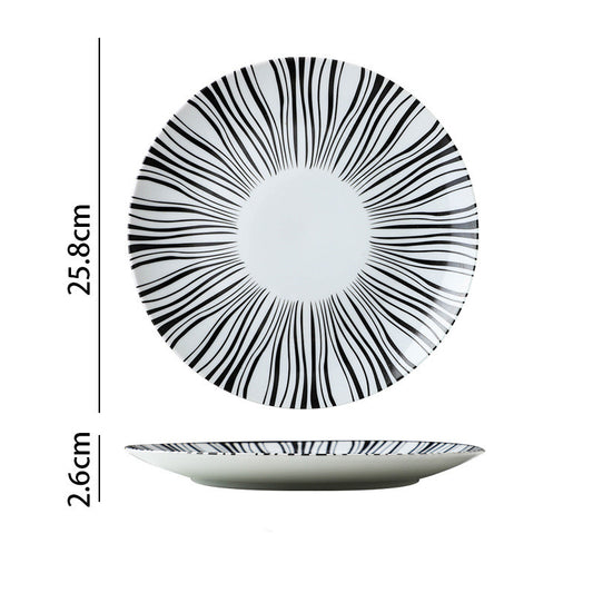 Contemporary Art Deco Style Black And White Ceramic Dinnerware Plates