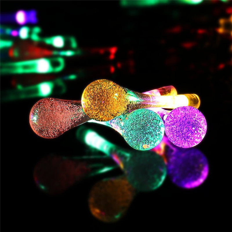 LED Outdoor Water Drops Solar Lamp String Lights LED Fairy Holiday Christmas Party Garland Garden Waterproof