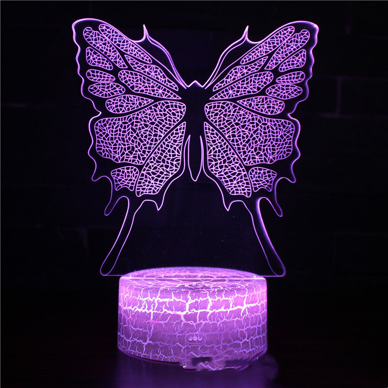 Butterfly Series 3d Small Table Lamp Creative Colorful Touch Three-dimensional LED Visual Light Gift Night Light