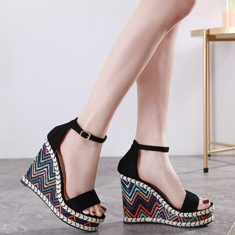 Slope Heel Sandals Women Korean Summer New Muffin Shoes