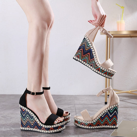 Slope Heel Sandals Women Korean Summer New Muffin Shoes