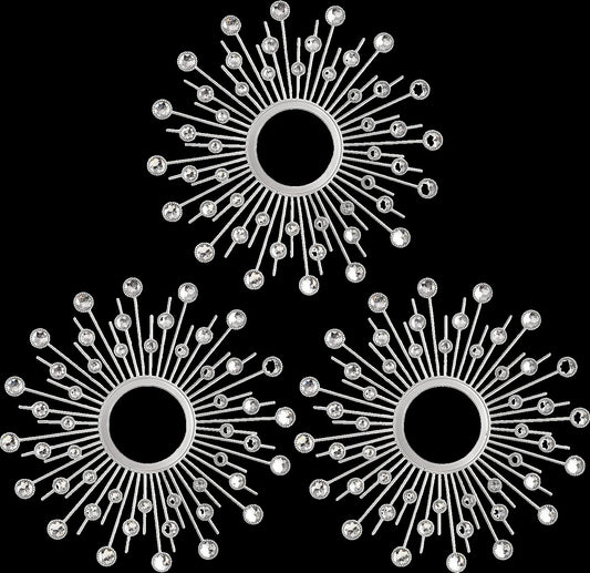 hd deluxe round silver vintage crystal shimmering retro mirror set