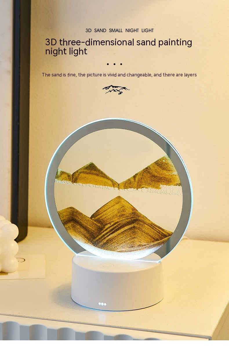 Immersive Flowing Quicksand Art Round Frame Lamp