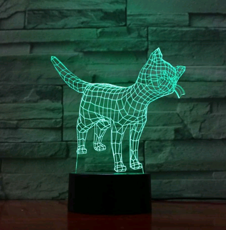 Colorful 3D Volt Cat Light 3D Light Illusion Light LED Light Acrylic Visual Stereo Light Touch USB Table Lamp