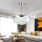 Crystal Fan Lights European Ceiling Fan Lights Living Room Bedroom Dining Room Invisible Led Fan Chandelier All Copper