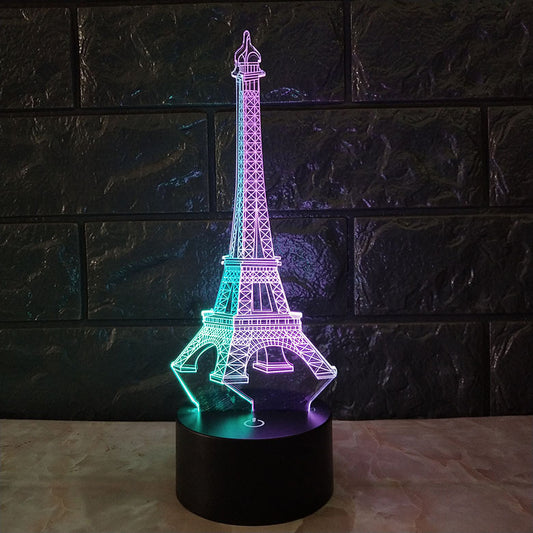 Eiffel Tower 3D visual night light creative colorful touch