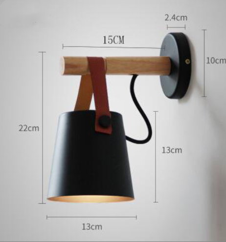 Bedroom Wooden Belt Iron Wall Lamp