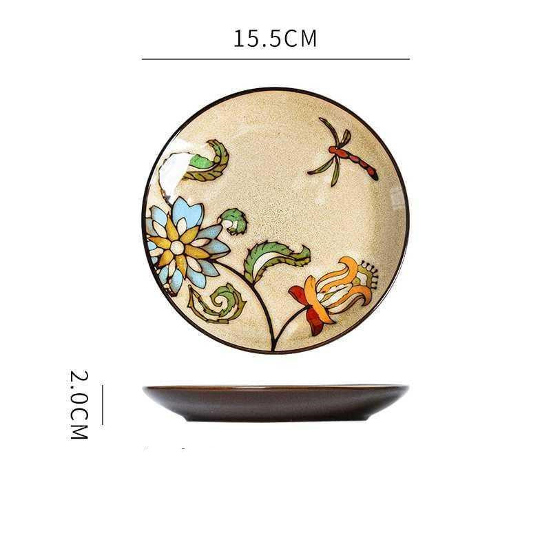 Hand painted ceramic plate round dinner plate