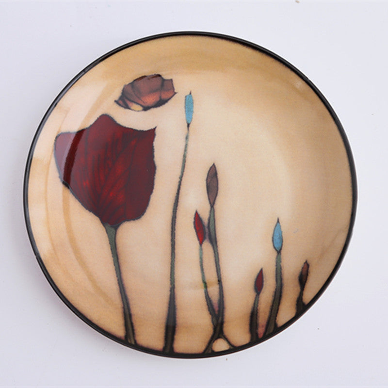 Floral round ceramic dinner plate