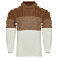 Men's Casual Color Block Long Sleeve Cable Knit Pullover Sweater