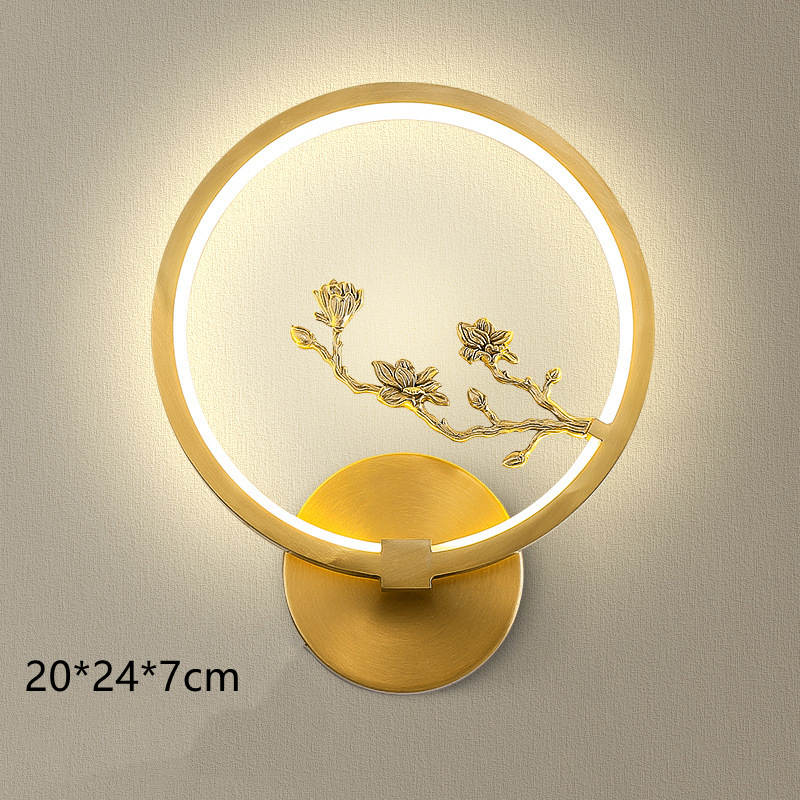 Light Luxury Background Wall Modern Zen Round Copper Wall Lamp