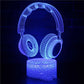 Creative 3d Small Night Lamp Desktop Decorative Lamp Headset 7 Color Changing Led Touch Remote Control Bedside Table Lamp