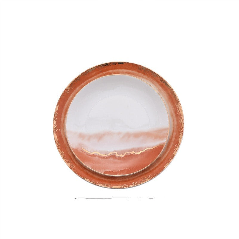 Landscape pattern ceramic dinner plate