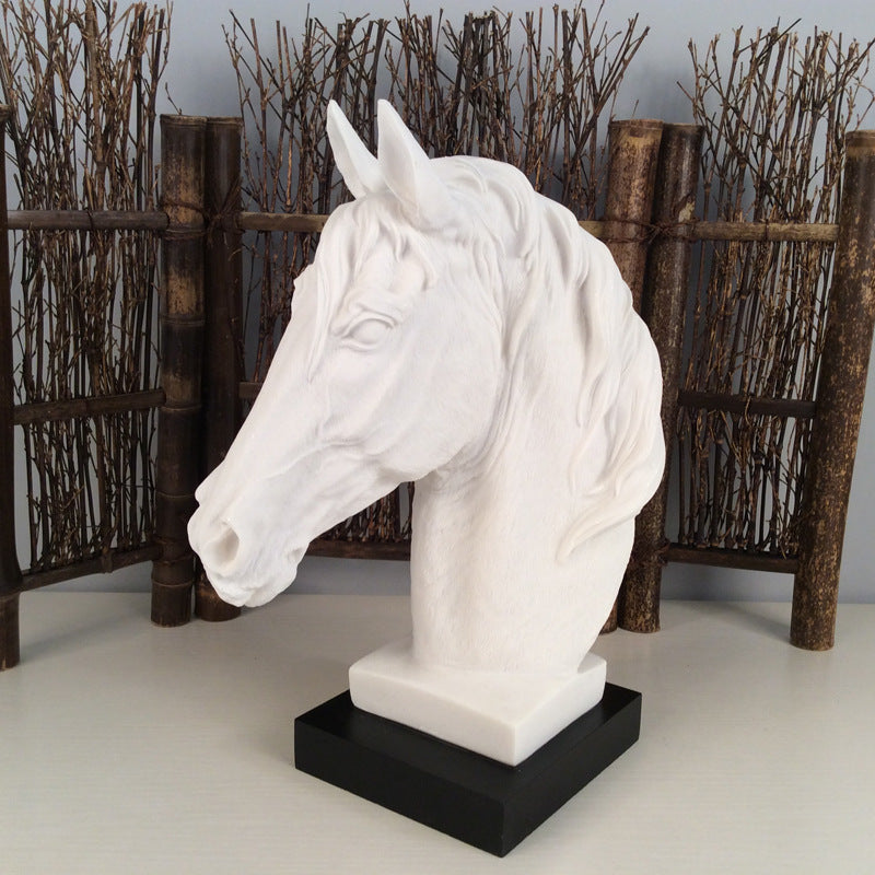 Entrance resin horse head decoration