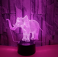 New elephant 3D light Colorful touch 3D LED visual light Gift decoration 3D small table lamp