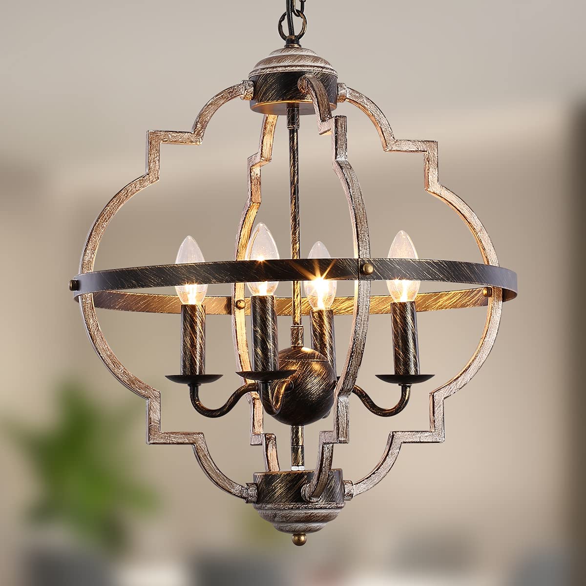 Rural Retro Industrial Style Antique Wood Chandelier