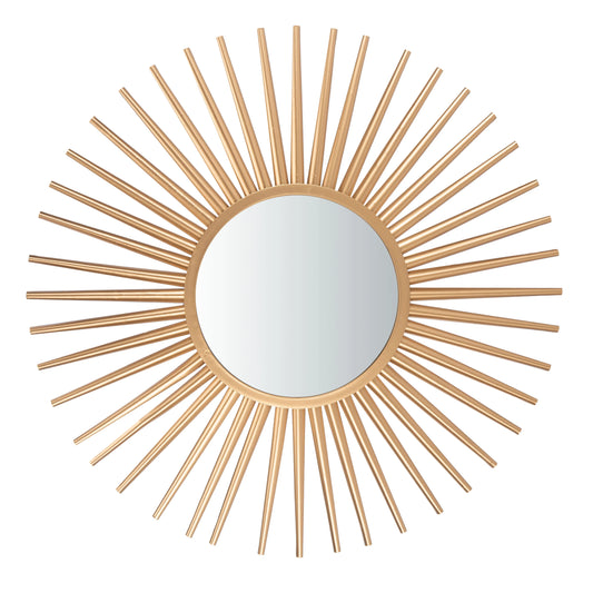 36 In. Radiant Lines Round Sunburst Mirror, Gold