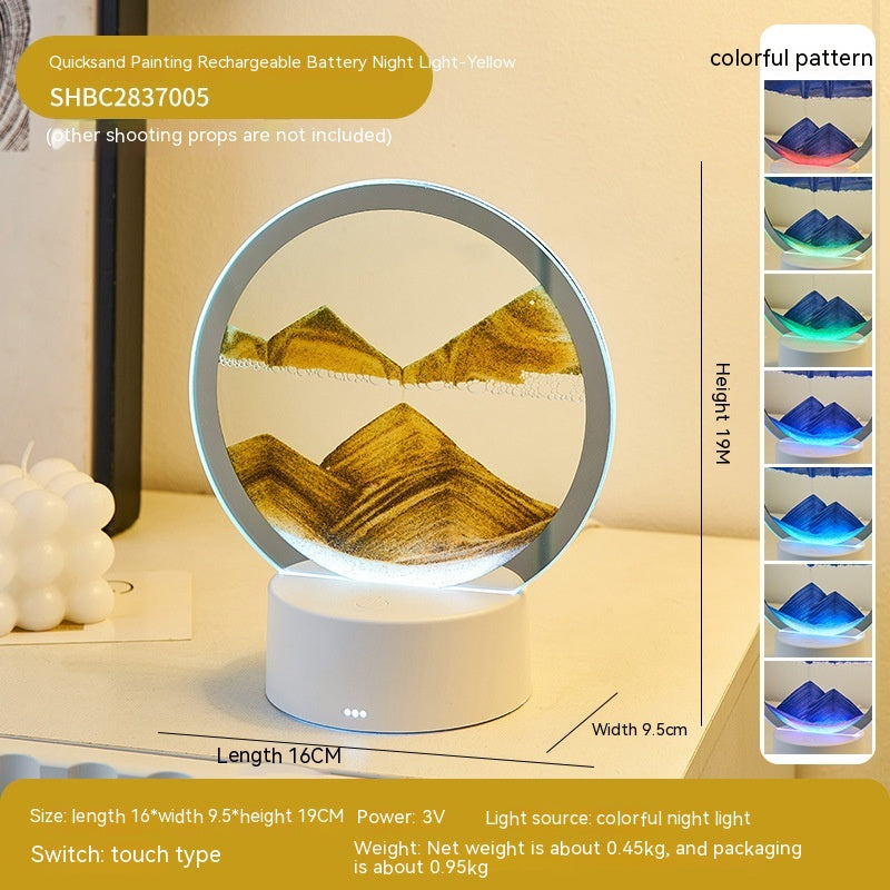 Immersive Flowing Quicksand Art Round Frame Lamp