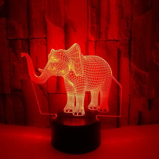 New elephant 3D light Colorful touch 3D LED visual light Gift decoration 3D small table lamp