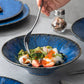 Mediterranean Blue Ceramic Western Stoneware Pottery Plates