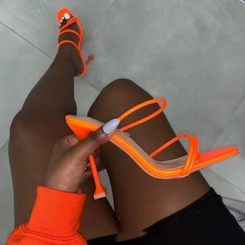 Stiletto Heel High Heels For Women Summer New Square Toe Sandals