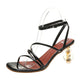 Women Wear Special-shaped Heel Crystal Sandals With Thin Straps