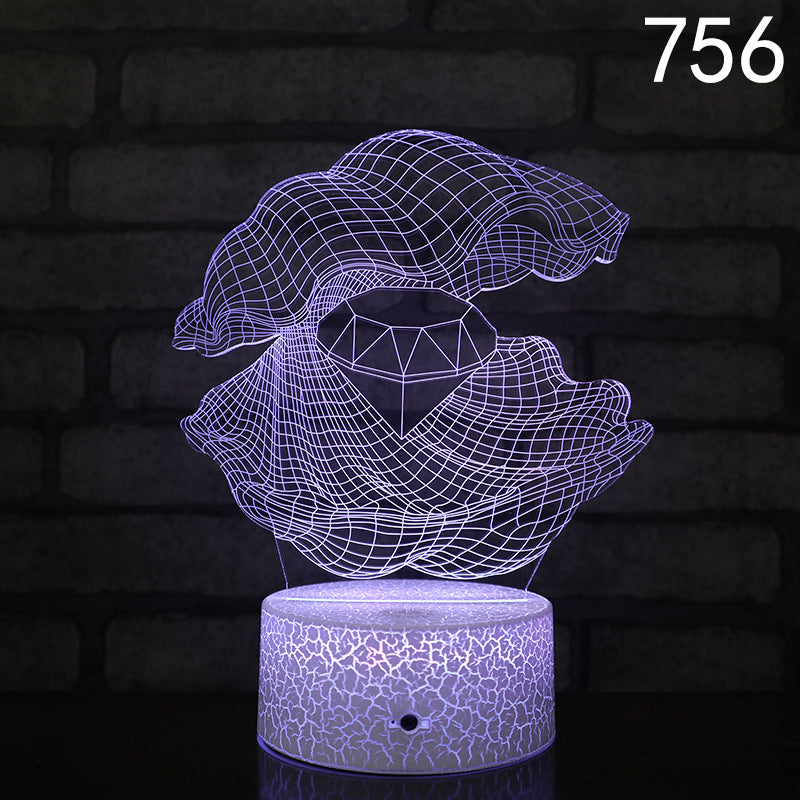 Crack Base LED Colorful Touch USB Plug-in 3D Small Night Lamp