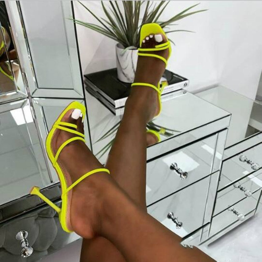 Stiletto Heel High Heels For Women Summer New Square Toe Sandals