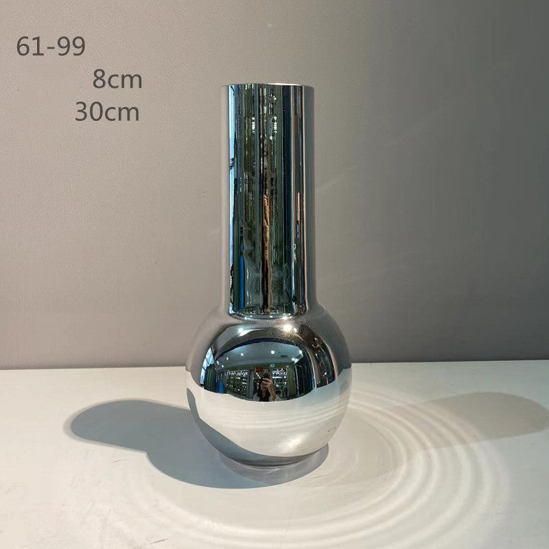 Electroplated Silver Mirror Glass Vase