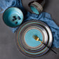 Southwestern Blue Turquoise Retro Stoneware Pottery Dinnerware Set