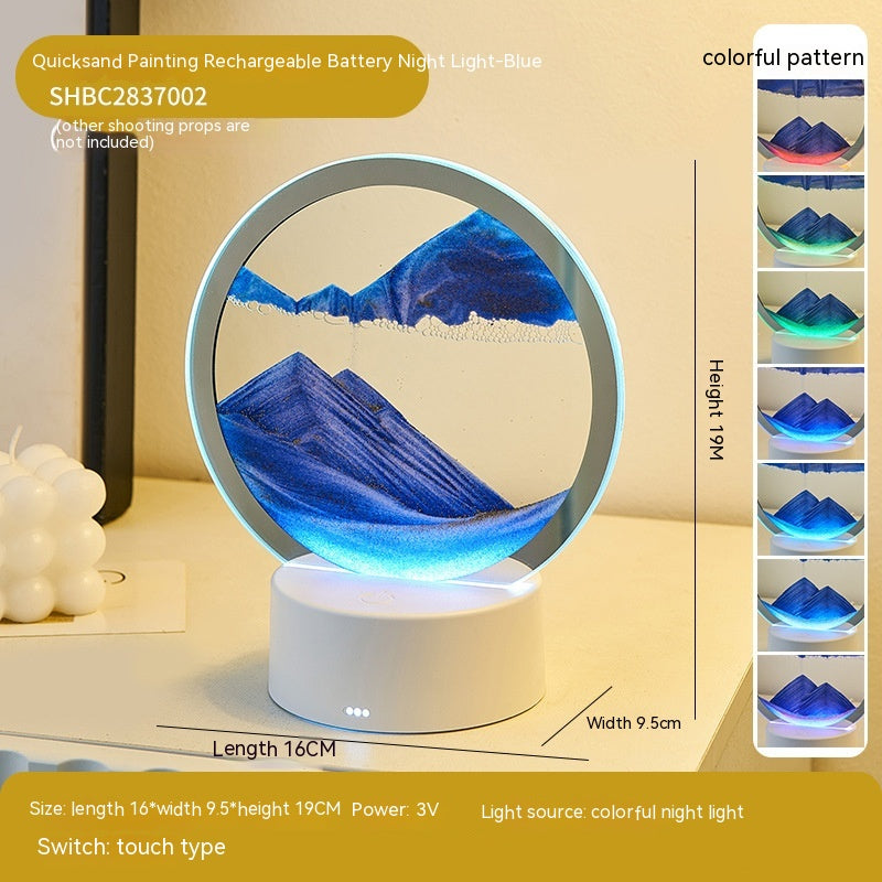 Immersive Flowing Quicksand Art Round Frame Lamp